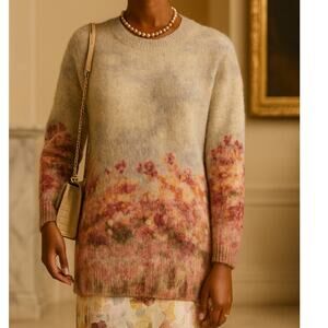 J.Crew Collection Alpaca–Merino Watercolor Floral Oversized Tunic Sweater NWT S
